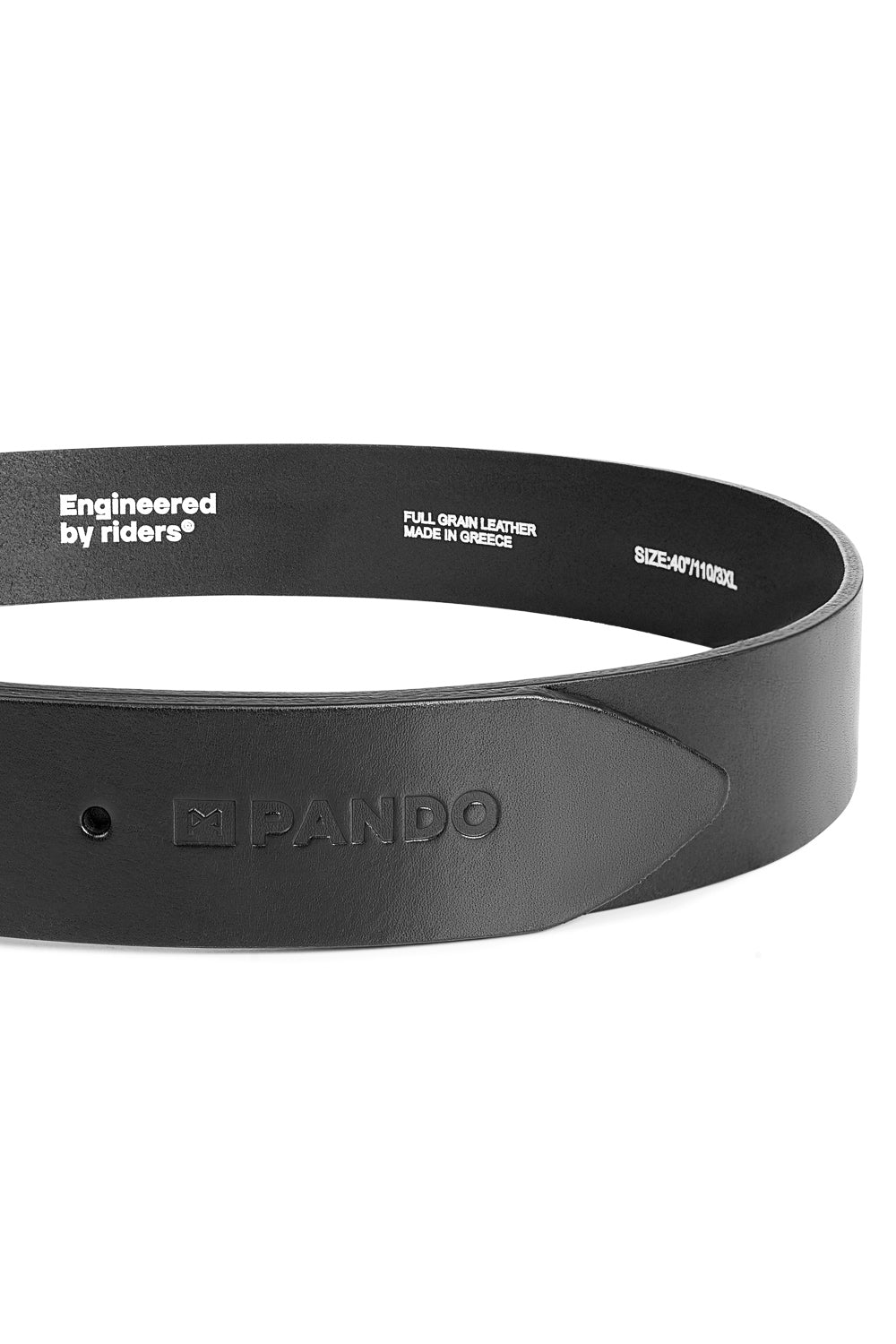 Pando Moto Himo 3 Full Grain Leather Belt 115 cm - Black - Salt Flats Clothing