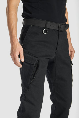 Pando Moto Mark Kev 01 Slim Men's Cargo Trouser -  Black - Salt Flats Clothing