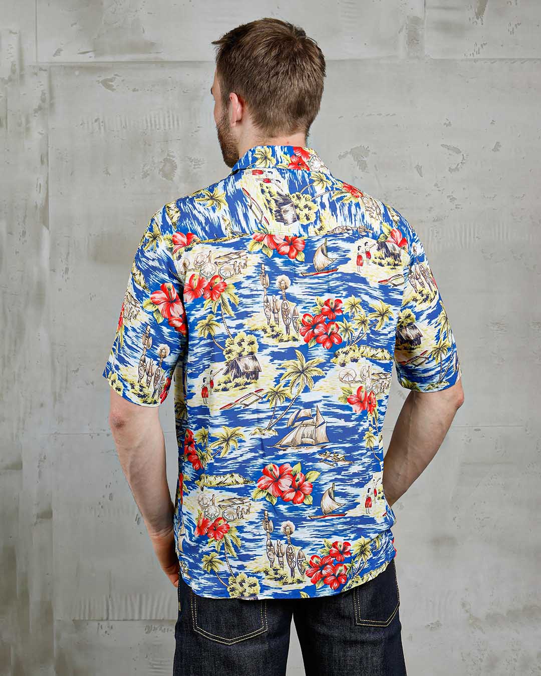Pike Brothers 1948 Men's Surf Short Sleeve Shirt - Random Blue - Salt Flats Clothing