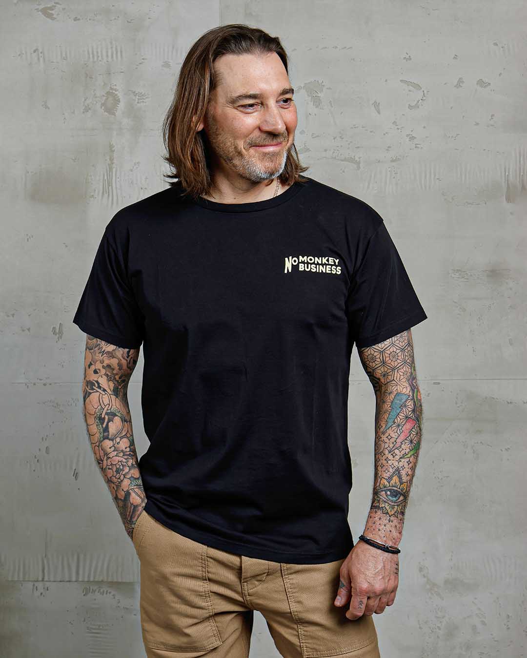 Pike Brothers 1969 Sports No Monkey Business Men's T'Shirt - Black - Salt Flats Clothing