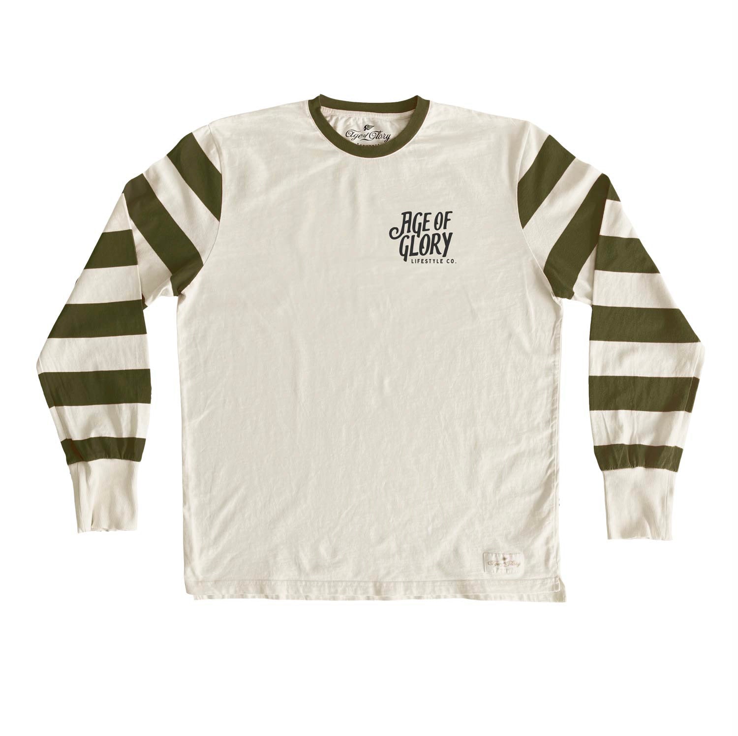 Age of Glory Riding Strong Long Sleeve T'Shirt -  Ecru/Green - Salt Flats Clothing