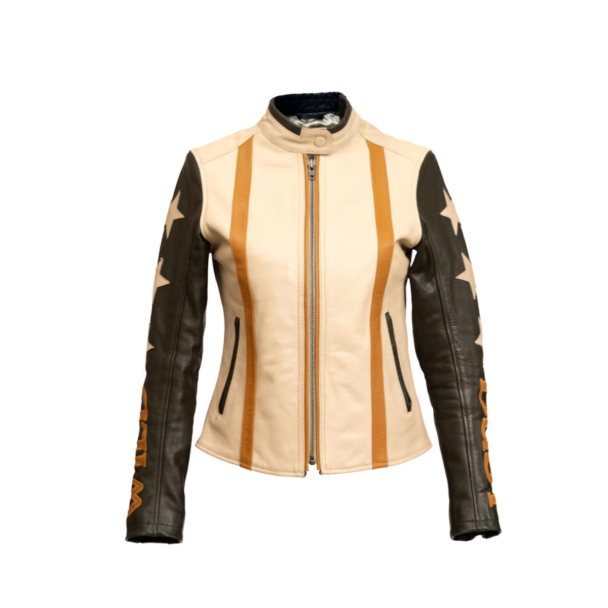 Wildust Sisters Stars &amp; Stripes Khaki Leather Jacket - Salt Flats Clothing