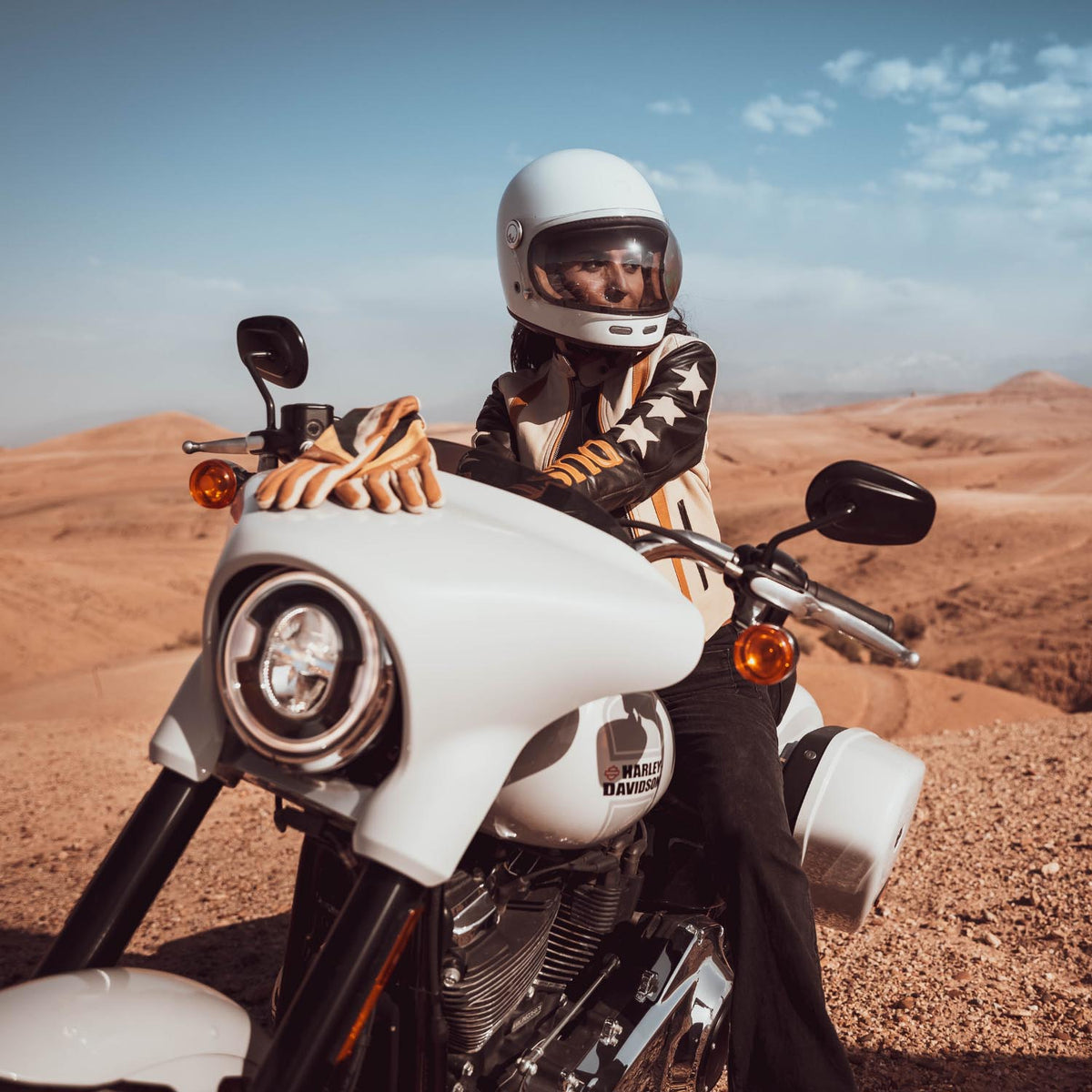 Wildust Sisters Stars & Stripes Khaki Leather Jacket - Salt Flats Clothing