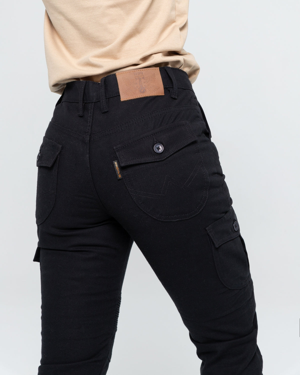 ByCity Mixed Slim  III Ladies Motorcycle Cargo Pants  - Black - Salt Flats Clothing