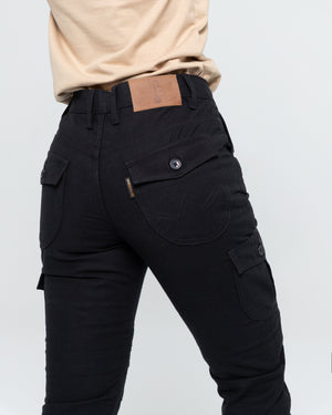 ByCity Mixed Slim  III Ladies Motorcycle Cargo Pants  - Black - Salt Flats Clothing