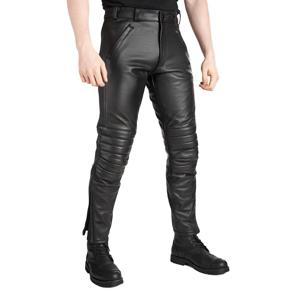 Pando Moto Katana Slim Men's  Leather Trouser - Black - Salt Flats Clothing