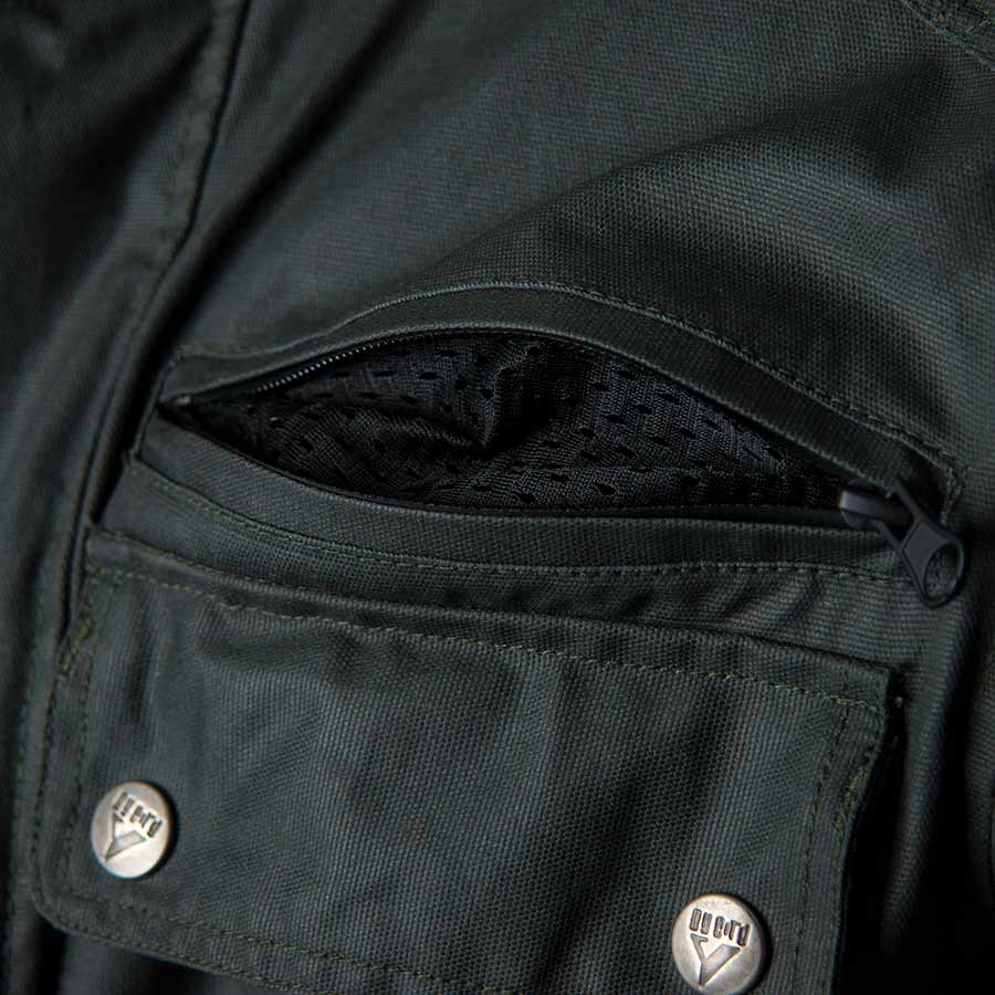 ByCity Mens Belfast Green Waxed Cotton Motorcycle Jacket