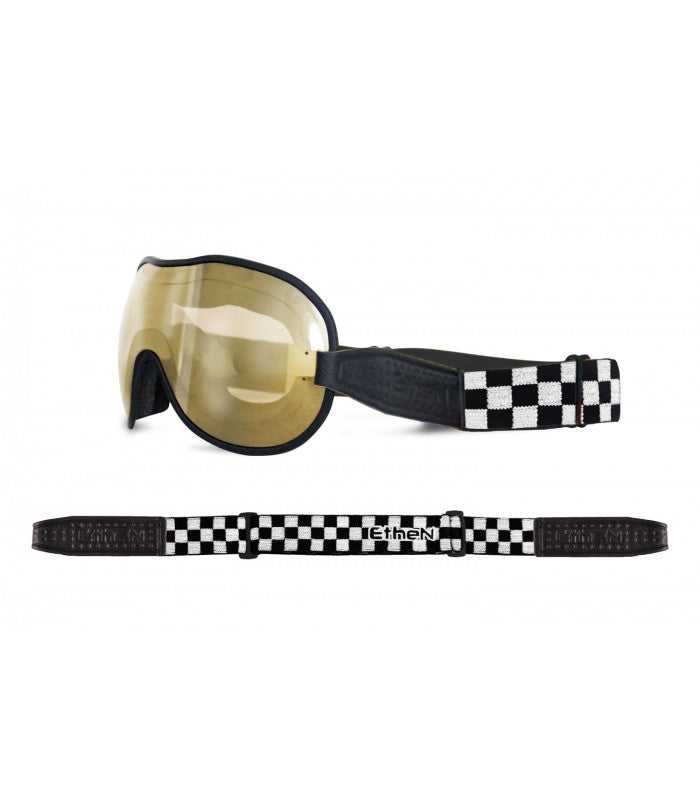 Ethen Cafe Racer Goggles - Black White Checker