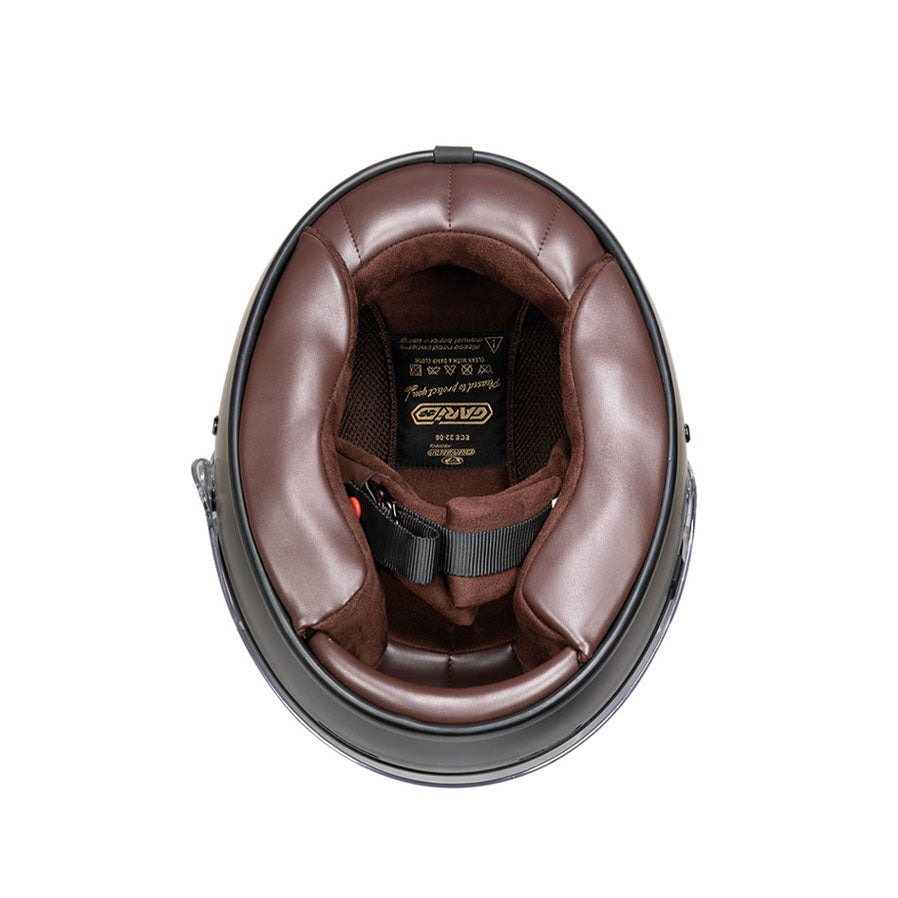 Garibaldi G07X Full Face Vintage Helmet - Matt Black - Salt Flats Clothing