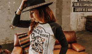 Wildust Sisters Wild Woman Rider Ladies Long Sleeve Raglan T'Shirt - Salt Flats Clothing