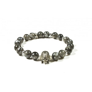 Black Pearl Creations Larvikite & Indian Skull Bracelet
