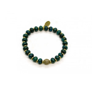 Black Pearl Creations Chrysocolla Pearl and Brass Bracelet
