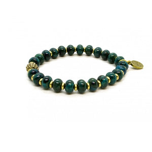 Black Pearl Creations Chrysocolla Pearl and Brass Bracelet