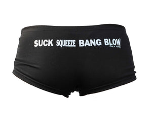Oily Rag Clothing - Oily Rag Clothing Suck Squeeze Bang Blow rear print ladies boxer short - Accessories - Salt Flats Clothing