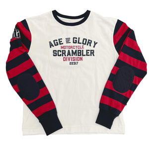 Age of Glory Team Stripes long sleeve sweater in Ecro and Red Black - Salt Flats Clothing