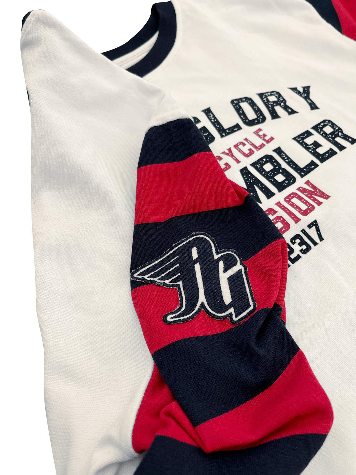 Age of Glory Team Stripes long sleeve sweater in Ecro and Red Black - Salt Flats Clothing