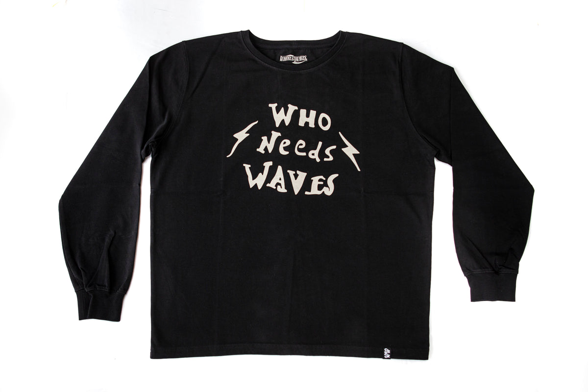 Wheels and Waves Thunder Bolt Long Sleeve T'Shirt in Black
